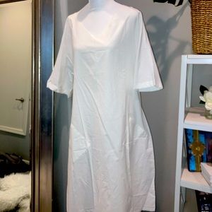 Linen white dress with pockets size M